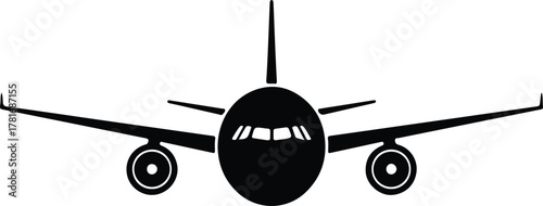 Illustrator Commercial airplane front view transportation travel Silhouette vector
