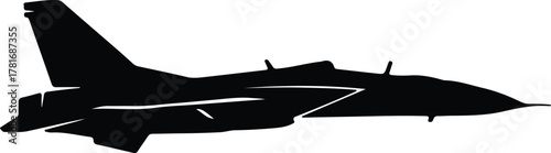Canvas Print Illustrator F14 Tomcat fighter jet airplane side view Silhouette vector
