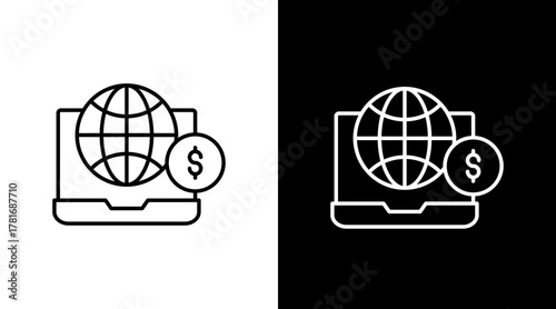 Online Banking  White Icon Set Design	