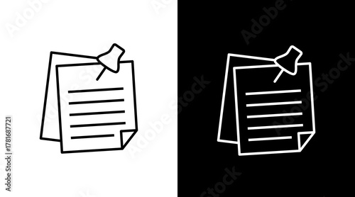 Pinned Notes  White Icon Set Design	