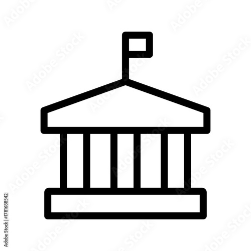 Bank icon set featuring finance, money security, savings, deposits, financial services, and traditional banking institutions in a clean modern line style