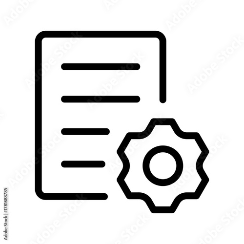 Document Settings icon set showing configuration controls, file customization, data setup, and management tools in clean modern minimal line style