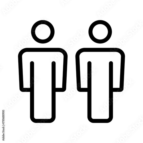 Two Users icon set showing collaboration, partnership, teamwork, and shared profiles for communication and social interaction in a modern minimal line style