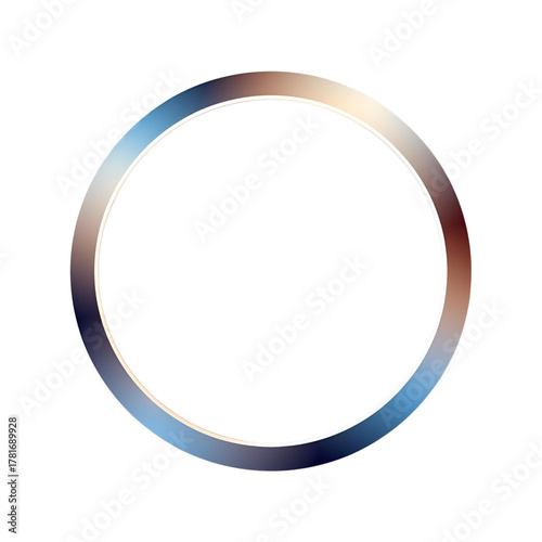 Elegant minimalist circular frame with a smooth gradient color transition from cool blues to warm browns, creating a modern abstract design element that symbolizes connection and infinite possibility
