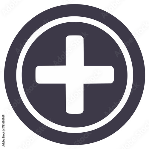 Plus Sign within a Circle Icon Symbol Simple Addition Button Graphic