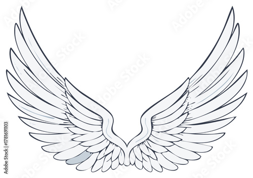 Symmetrical spread angel wings illustration ideal for logo or emblem design