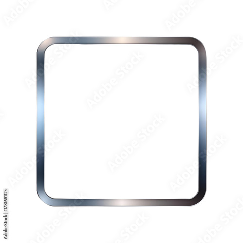 Square Frame Design Metallic Border with Rounded Corners - Versatile Decorative Element for UI