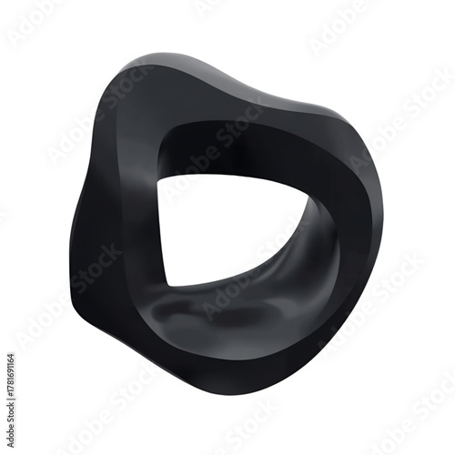 Abstract Black Organic Sculpture with Smooth Curves and a Hole