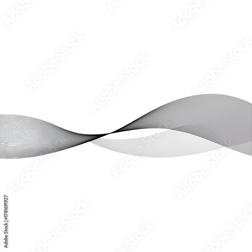 Elegant abstract smoky wave pattern creating a dynamic flow on a clean white background, representing motion and modernity in a sophisticated design element