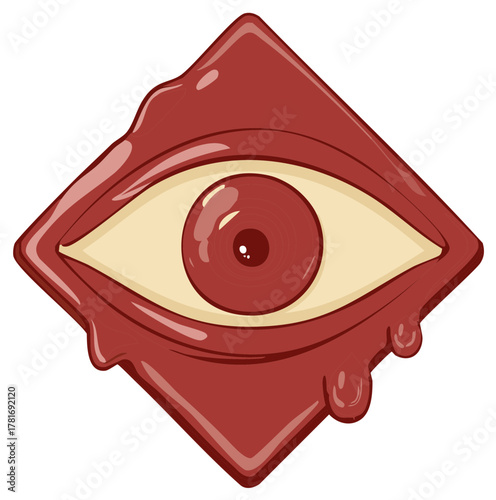 Diamond Eye Illustration with Dripping Red Glaze, Creative Vision and Art Design