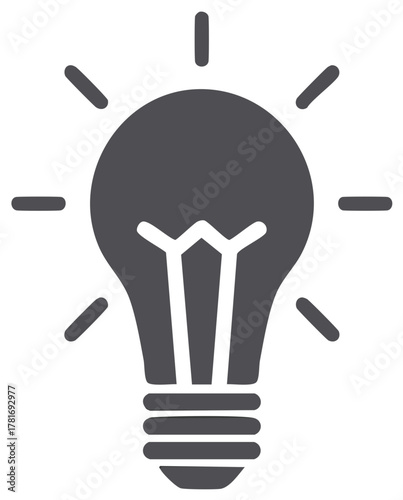 Illuminated Incandescent Light Bulb Symbol Glowing Brightly with Radiant Rays
