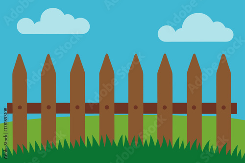 Weathered Wood Fence in Meadow Scene