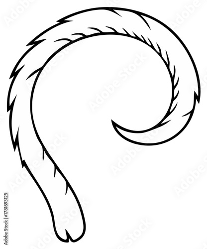 Stylized Outline of a Fluffy Animal Tail Curled in a Gentle Curve