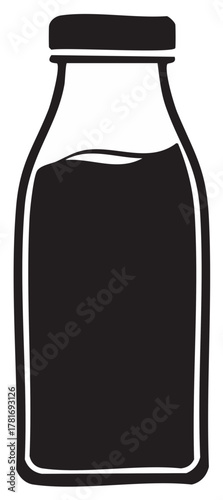 Black liquid in bottle silhouette illustration dark liquid contained with cap
