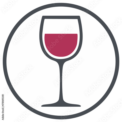 Wine glass inside circle logo design illustration
