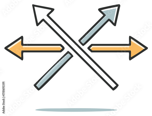 Arrows Pointing in Different Directions Symbolizing Choices Options Divergence or Crossing Paths