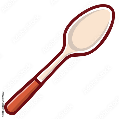 Simple illustration of a spoon with a beige bowl and brown handle