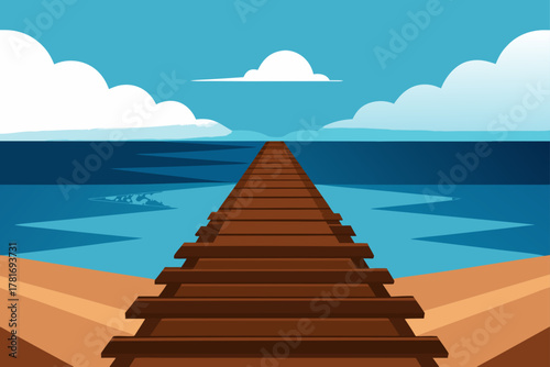 Wooden Pathway Leading to the Ocean