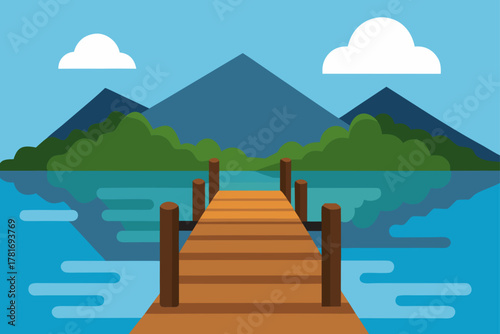 Wooden Pier by Lake Background