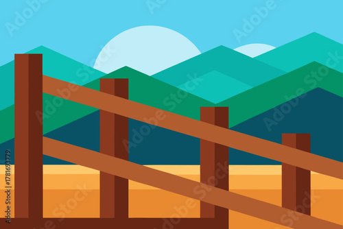 Wooden Railing with Scenic View