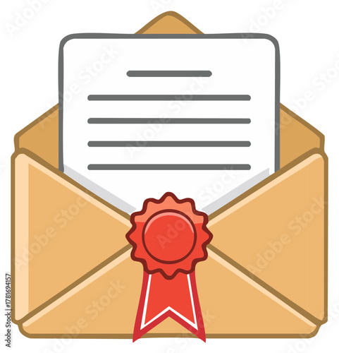 Awarded Letter Sent in Envelope with Red Seal and Ribbon
