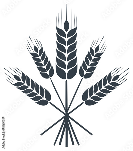 Stylized wheat ears icon representing agriculture food and harvest