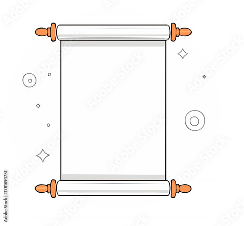 Classic blank scroll with wooden handles for elegant message or historical design