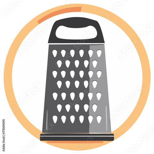 Modern cheese grater kitchen tool essential for culinary food preparation flat design graphic