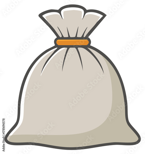 Full tied sack or money bag cartoon illustration icon