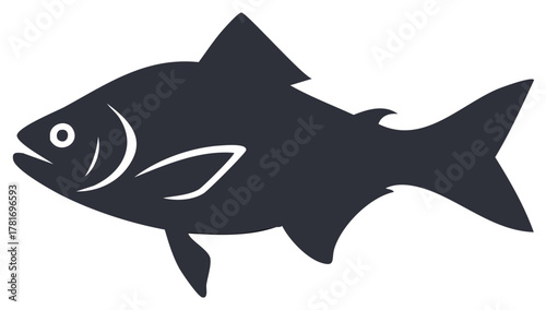 Simple stylized fish silhouette, aquatic animal, ocean, vector design