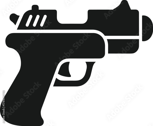 Modern Semi-Automatic Pistol Icon or Firearm Symbol Vector