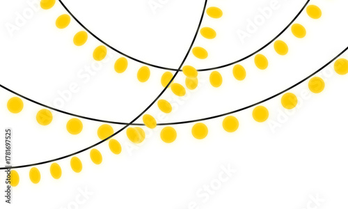 Softly glowing yellow string lights on a dark background