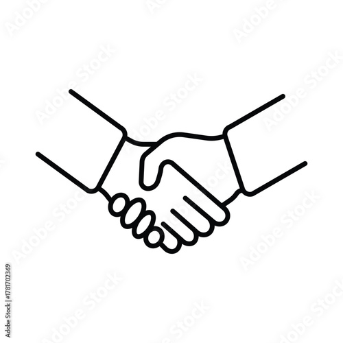 An outline of two hands clasped in a handshake