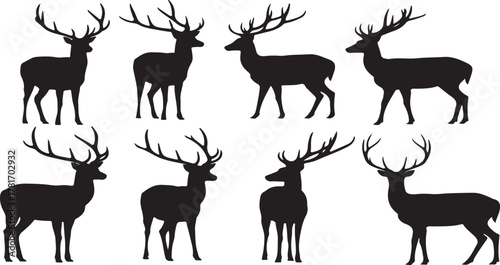 deer silhouettes isolated on white background. vector illustration. EPS 10