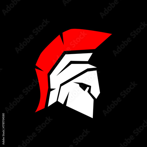 Spartan Soldier. Spartan helmet logo, Spartan shield and helmet vector illustration, Spartan Greek gladiator armor flat vector icon. Warrior shield logo.	

