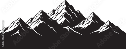 High Mountain Peaks and Snow Caps Silhouette Vector

Black and White Illustration of Rugged Mountain Range

Business Challenge and Achievement/Conquest Landscape