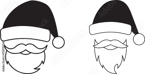 Black and White Outline Icon of Santa Claus Hat and Beard

Minimalist Santa Face Mask or Beard/Hat Disguise

Simple Line Art Drawing of Father Christmas Head