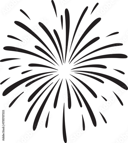 Hand-Drawn Black Firework Burst on Transparent Background

Simple New Year's Eve Celebration Sparkle Vector

Explosion Effect Clipart for Party and Festival Design