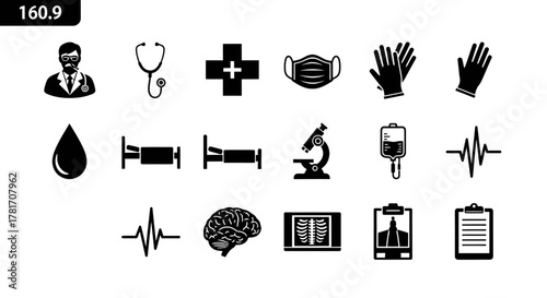 Medical icon set isolated on white background healthcare and medicine symbols vector illustration