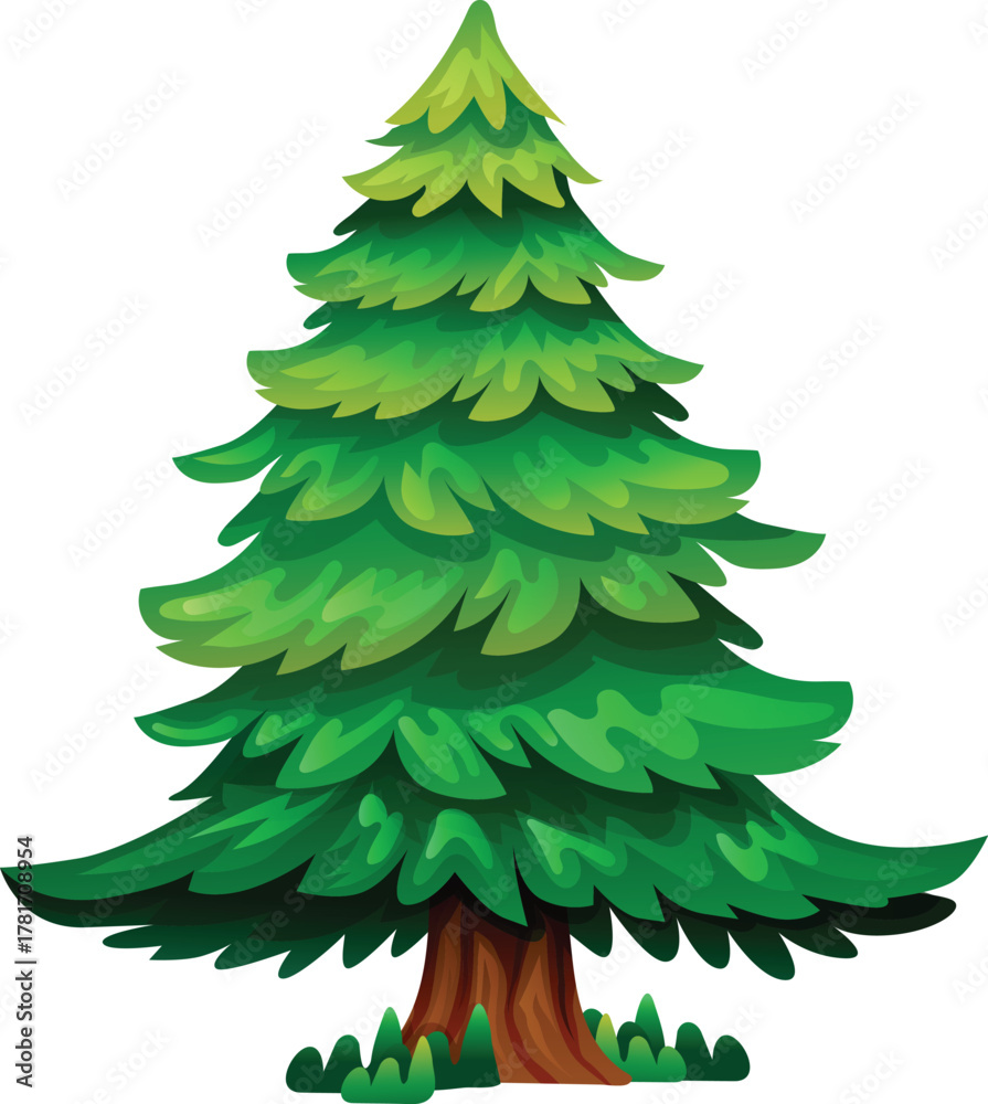 Obraz premium pine forest tree cartoon evergreen icon