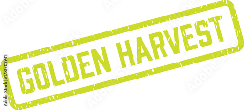 Distressed Green Golden Harvest Stamp Sign for Autumn Celebrations and Agricultural Events