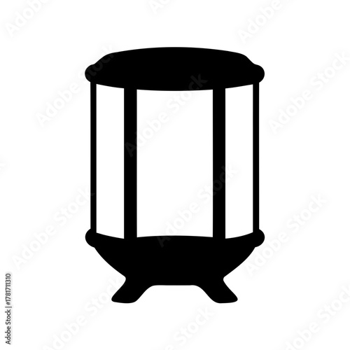 Silhouette illustration of a vintage style lantern with a solid black finish