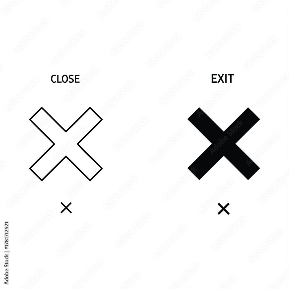 Obraz premium Close and Exit Icons: A minimalist design showcasing Close and Exit icons, offering a simple and universal visual guide.
