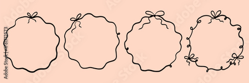 Whimsical Ribbon and Bow Circle Coquette Frame