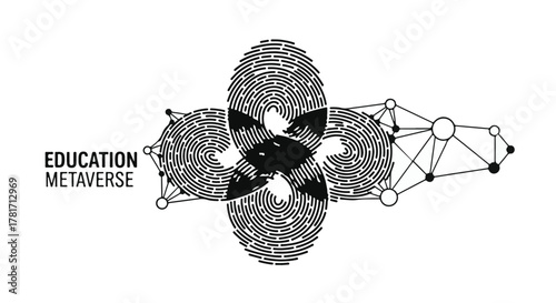 Abstract digital network represents interconnected learning in the education metaverse.
