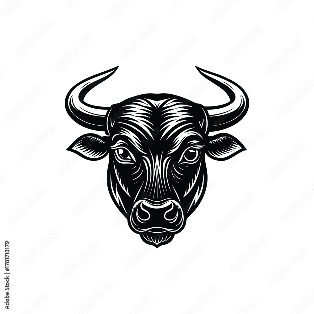 Fototapeta premium Bull head silhouette, bull head logo