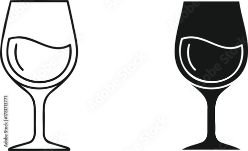 Elegant Wine Glass Duet: A set of exquisite wine glasses, one rendered in a refined, minimalist style, showcasing the essence of sophistication and conviviality