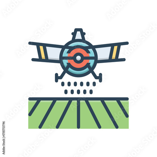 Color illustration icon for crop dusting