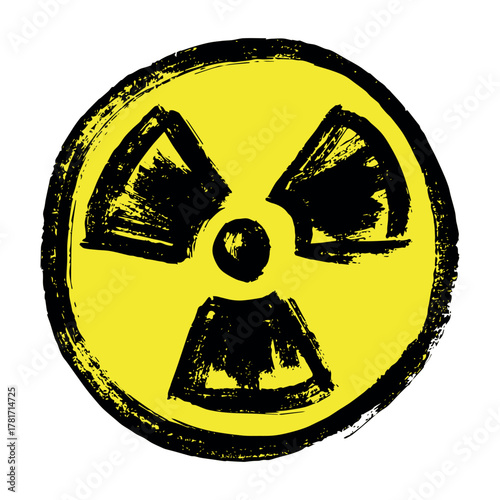 Hand drawn radiation sign Nuclear radiation hazard symbol Radioactive danger warning sign clipart in doodle style Nuclear safety Radioactive waste Single element for print, web, design, decor
