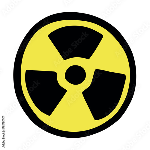 Hand drawn radiation sign Nuclear radiation hazard symbol Radioactive danger warning sign clipart in doodle style Nuclear safety Radioactive waste Single element for print, web, design, decor